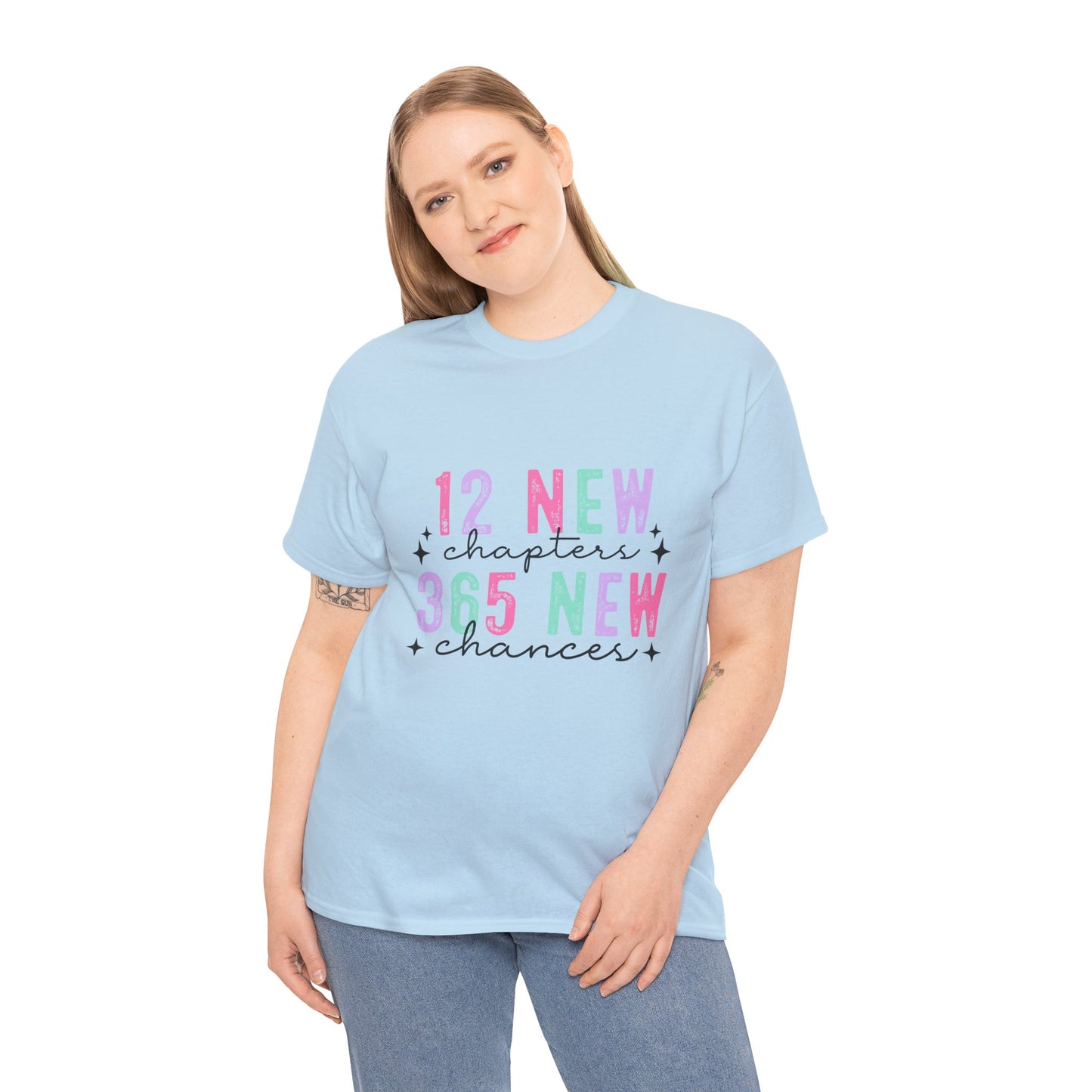 12 New Chapters Unisex Heavy Cotton Tee - 365 New Chances Inspirational Shirt - Ileana Marie Designs