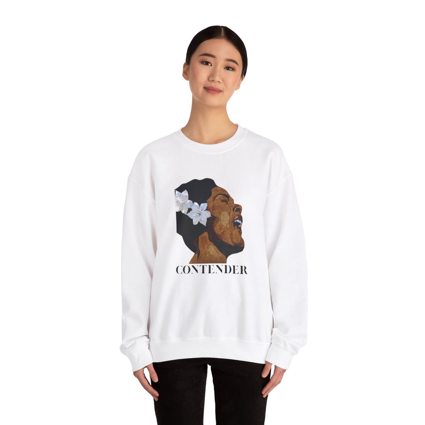 Contender Sweatshirt - Empowering Unisex Crewneck, Comfortable Everyday Wear, Perfect Gift for Music Lovers, Inspirational Quote, Unique Art