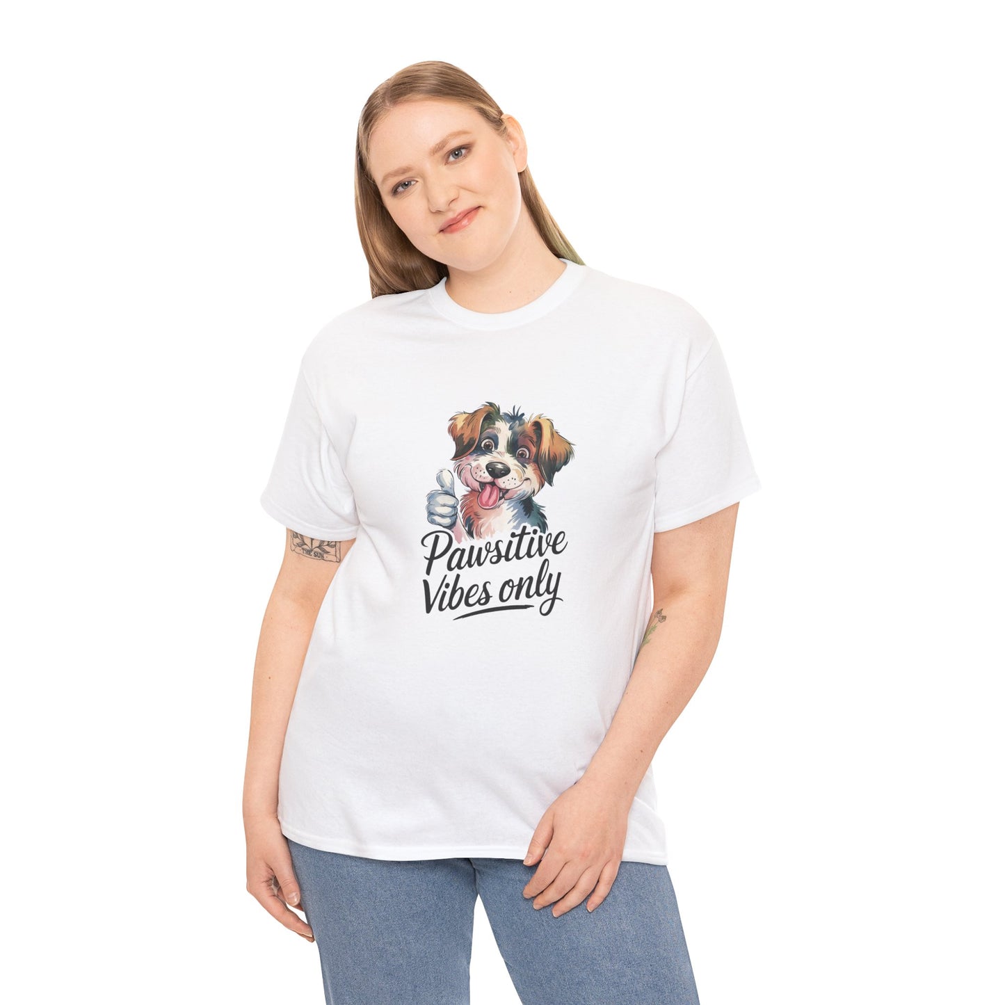 Pawsitive Vibes Only Unisex Heavy Cotton Tee - Ileana Marie Designs