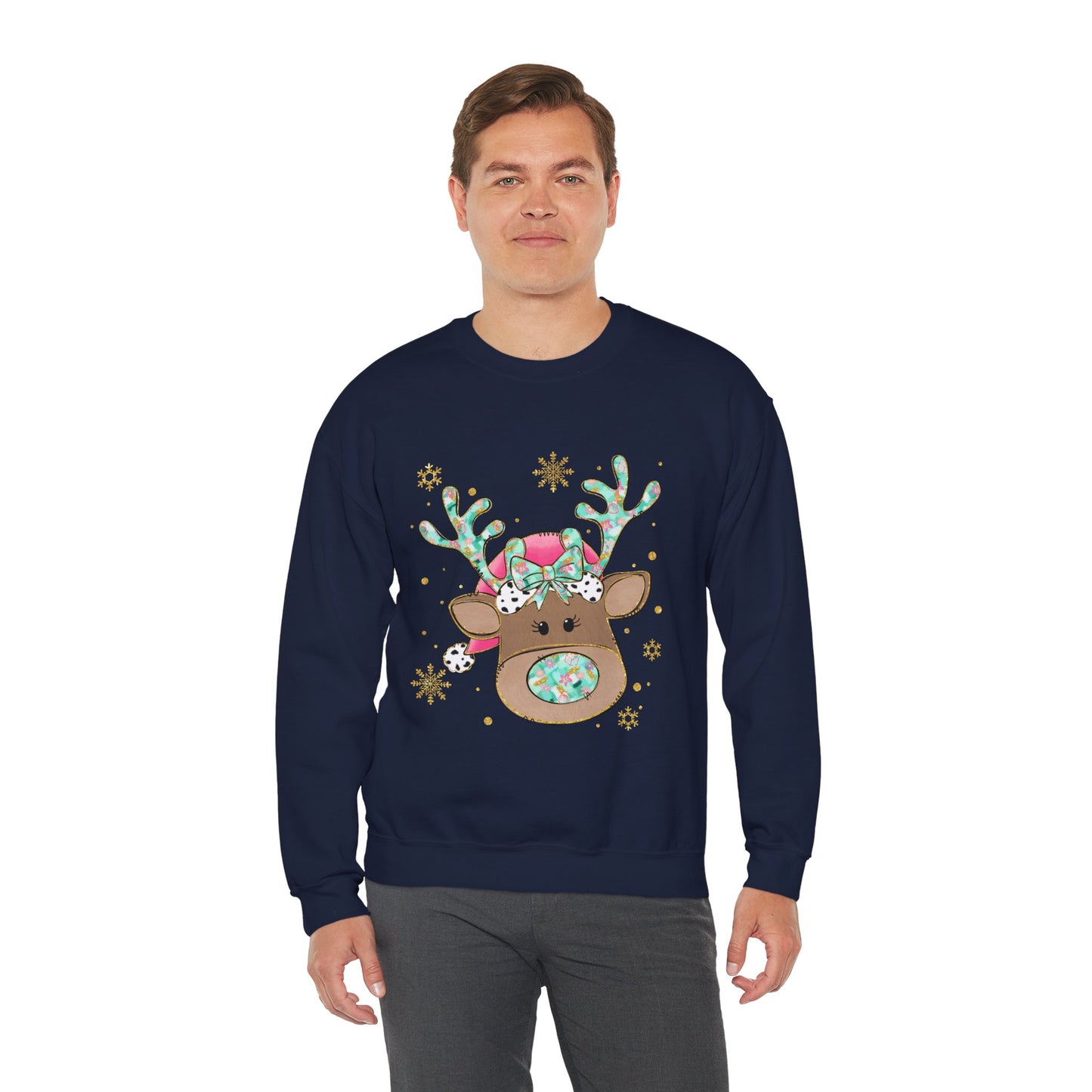 Cute Reindeer Holiday Sweatshirt for Women and Men - Ileana Marie Designs