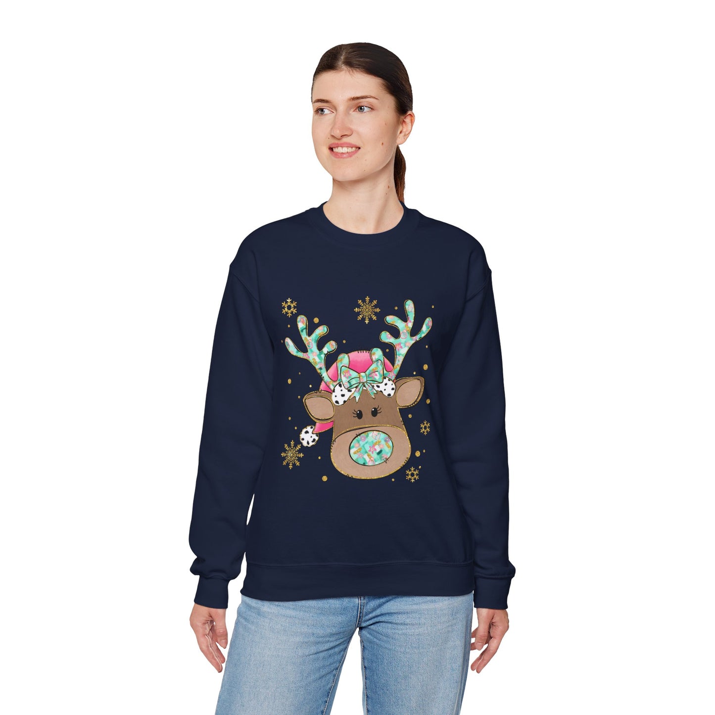 Cute Reindeer Holiday Sweatshirt for Women and Men - Ileana Marie Designs