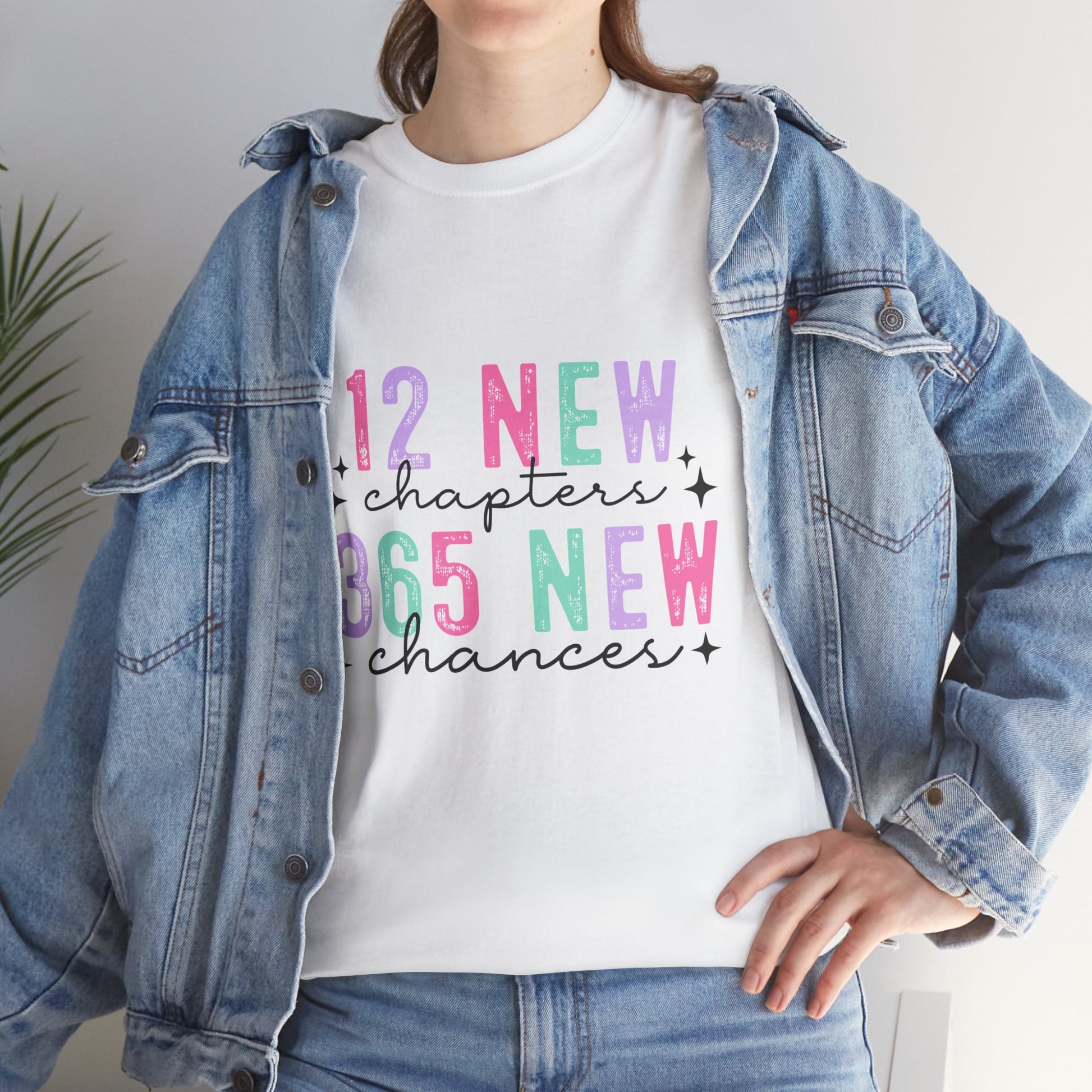 12 New Chapters Unisex Heavy Cotton Tee - 365 New Chances Inspirational Shirt - Ileana Marie Designs