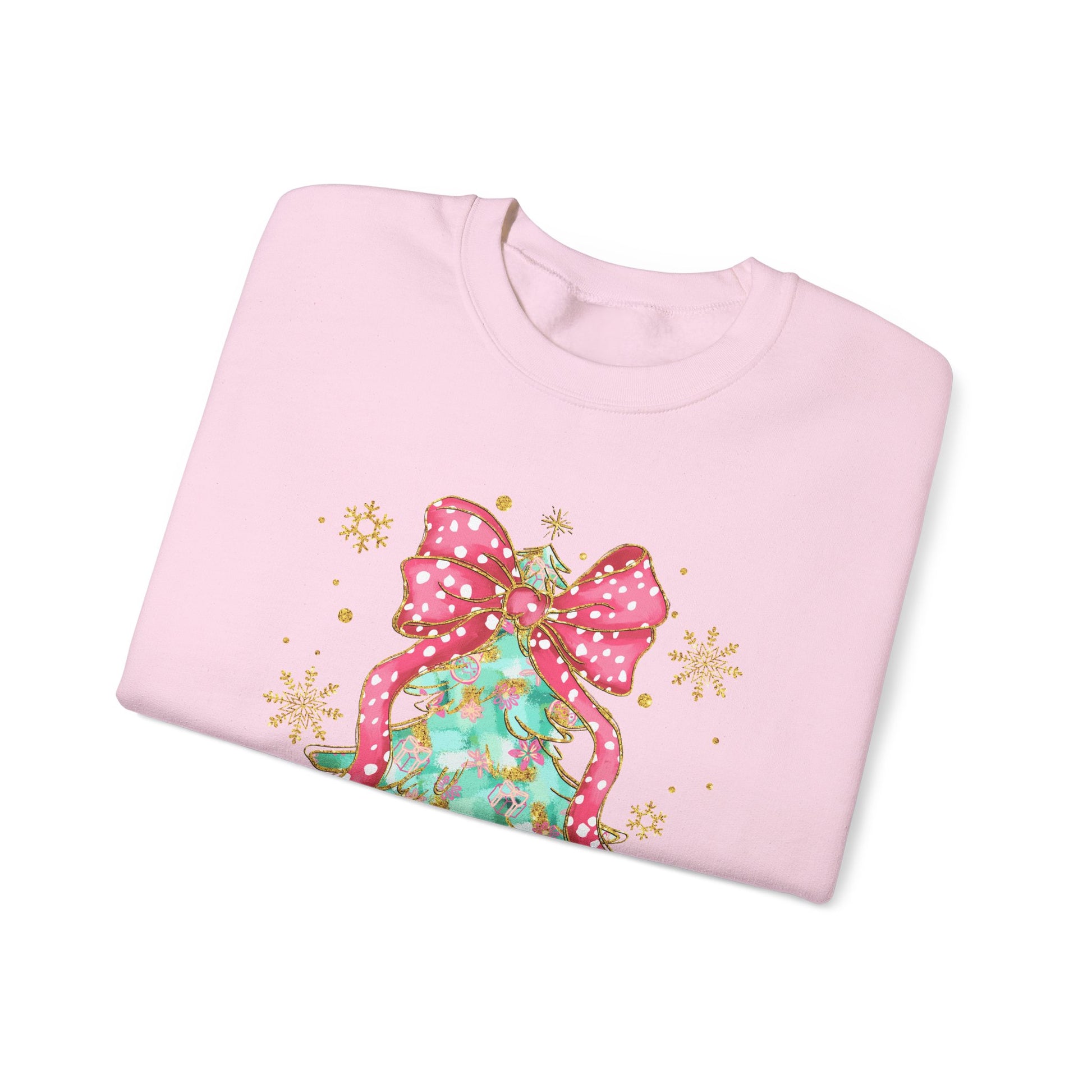 Christmas Tree Crewneck Sweatshirt with Bow | Unisex Holiday Sweatshirt - Ileana Marie Designs