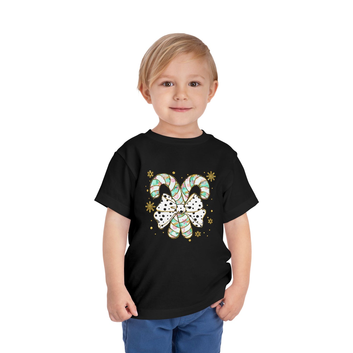 Cute Christmas Candy Cane Toddler Short Sleeve Tee - Ileana Marie Designs