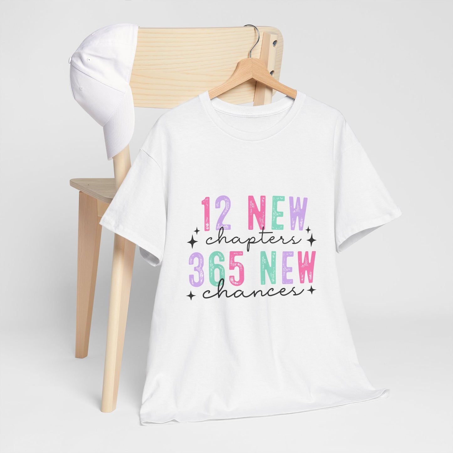 12 New Chapters Unisex Heavy Cotton Tee - 365 New Chances Inspirational Shirt - Ileana Marie Designs