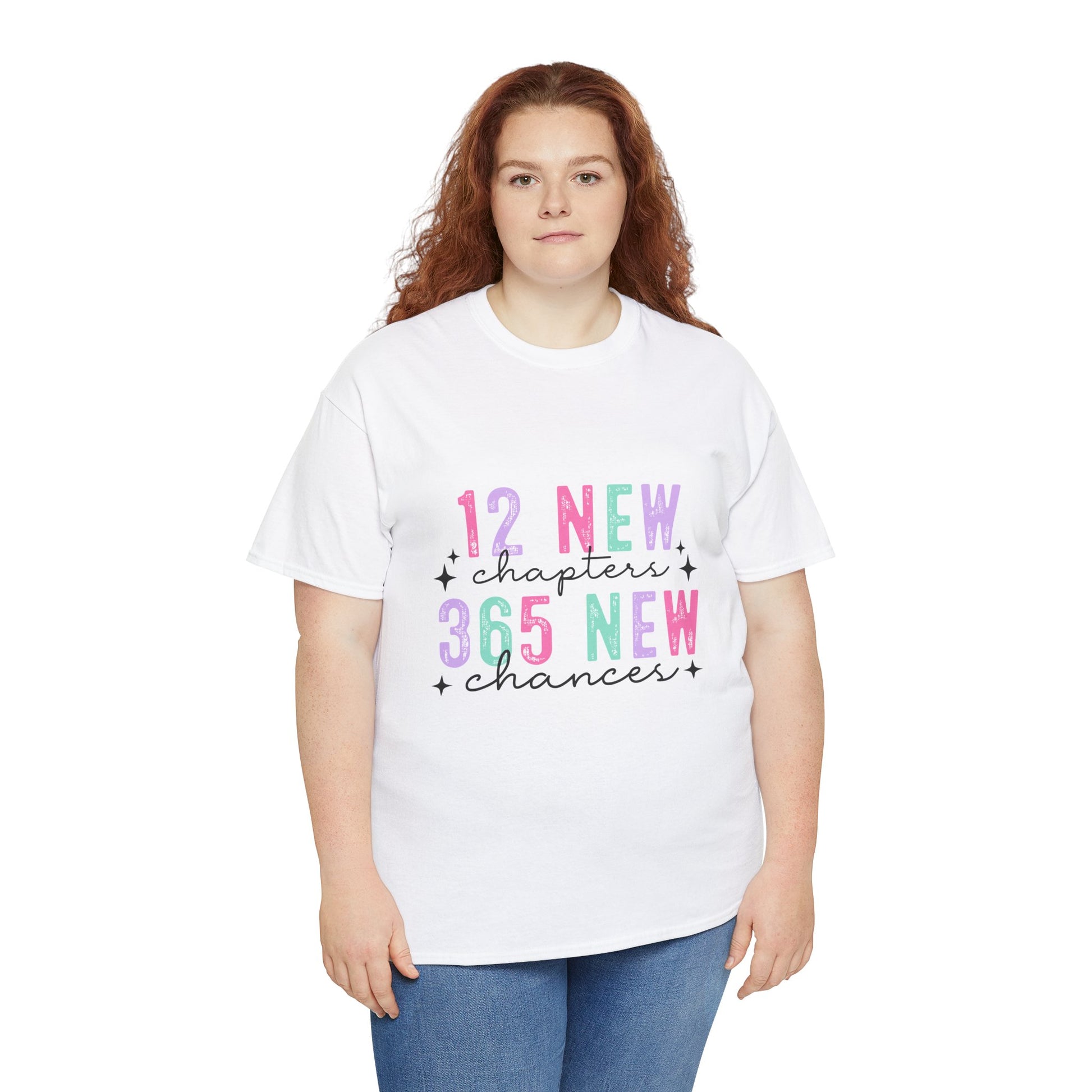 12 New Chapters Unisex Heavy Cotton Tee - 365 New Chances Inspirational Shirt - Ileana Marie Designs