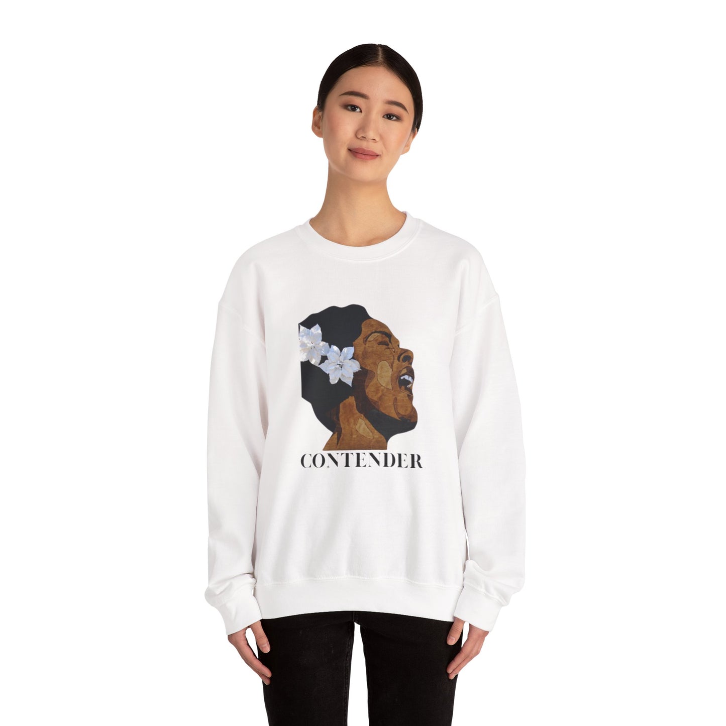Contender Sweatshirt - Empowering Unisex Crewneck, Comfortable Everyday Wear, Perfect Gift for Music Lovers, Inspirational Quote, Unique Art