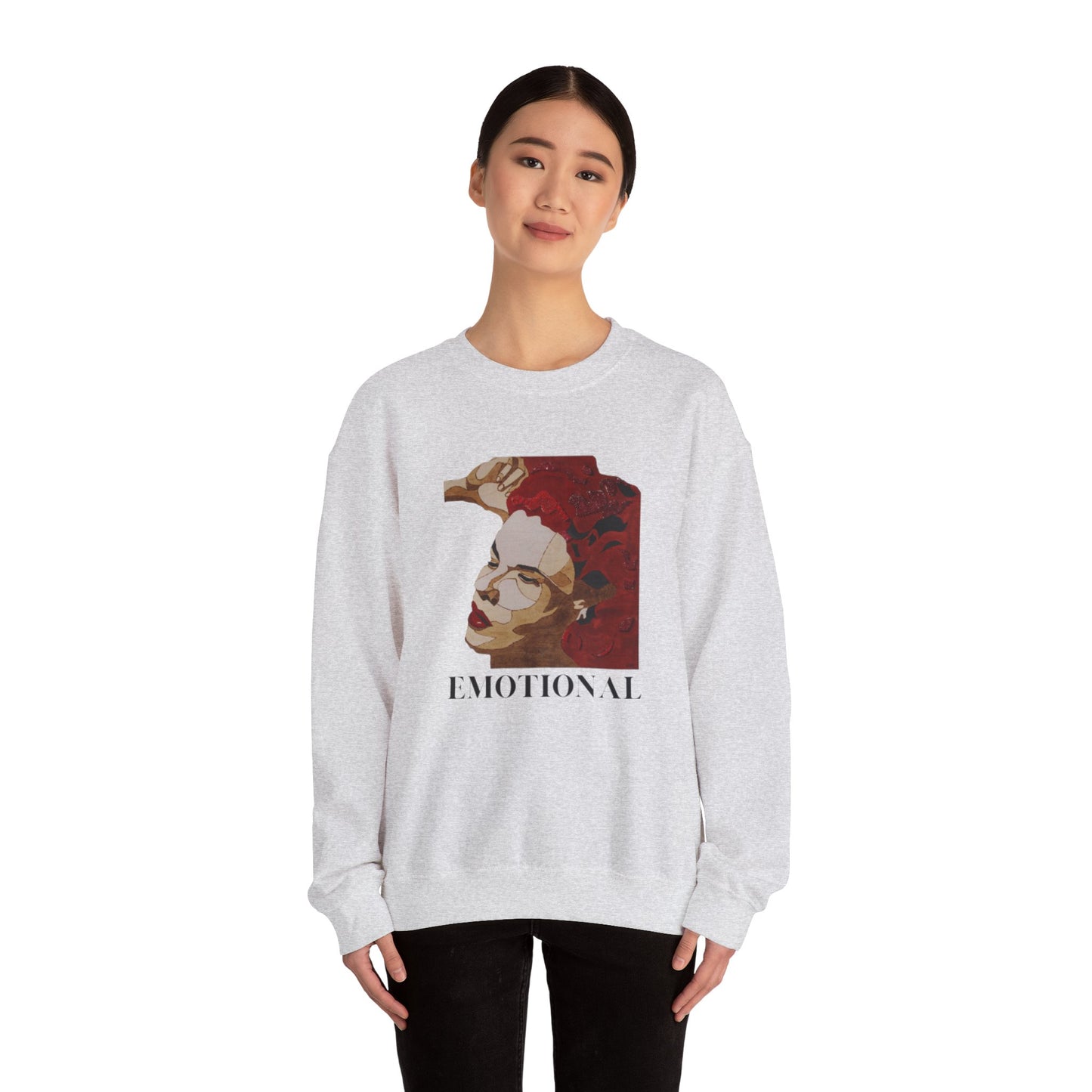 Emotional Art Crewneck Sweatshirt, Unisex Graphic Sweatshirt, Fashionable Streetwear, Cozy Gift for Art Lovers, Perfect for Everyday Wear