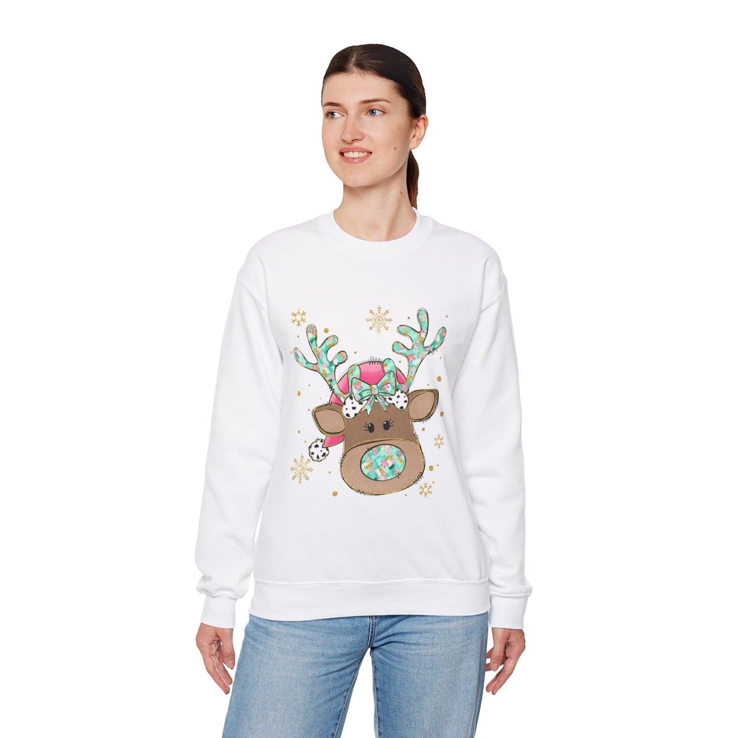 Cute Reindeer Holiday Sweatshirt for Women and Men - Ileana Marie Designs