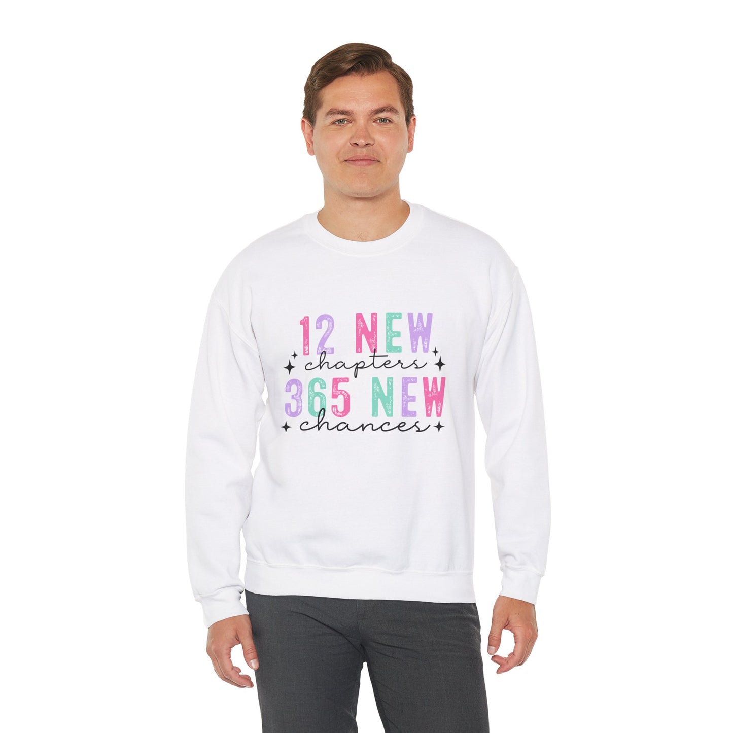 12 New Chapters 365 New Chances Unisex Crewneck Sweatshirt - Inspirational Sweatshirt for New Beginnings - Ileana Marie Designs