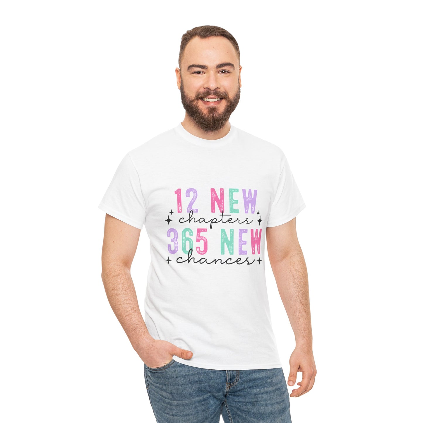 12 New Chapters Unisex Heavy Cotton Tee - 365 New Chances Inspirational Shirt - Ileana Marie Designs