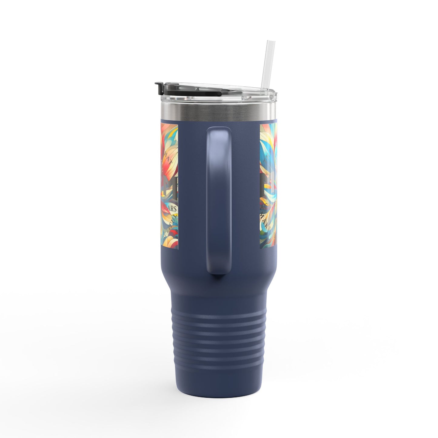 Colorful Insulated Travel Mug - 40oz with Floral Design - Perfect for Travel & Everyday Use