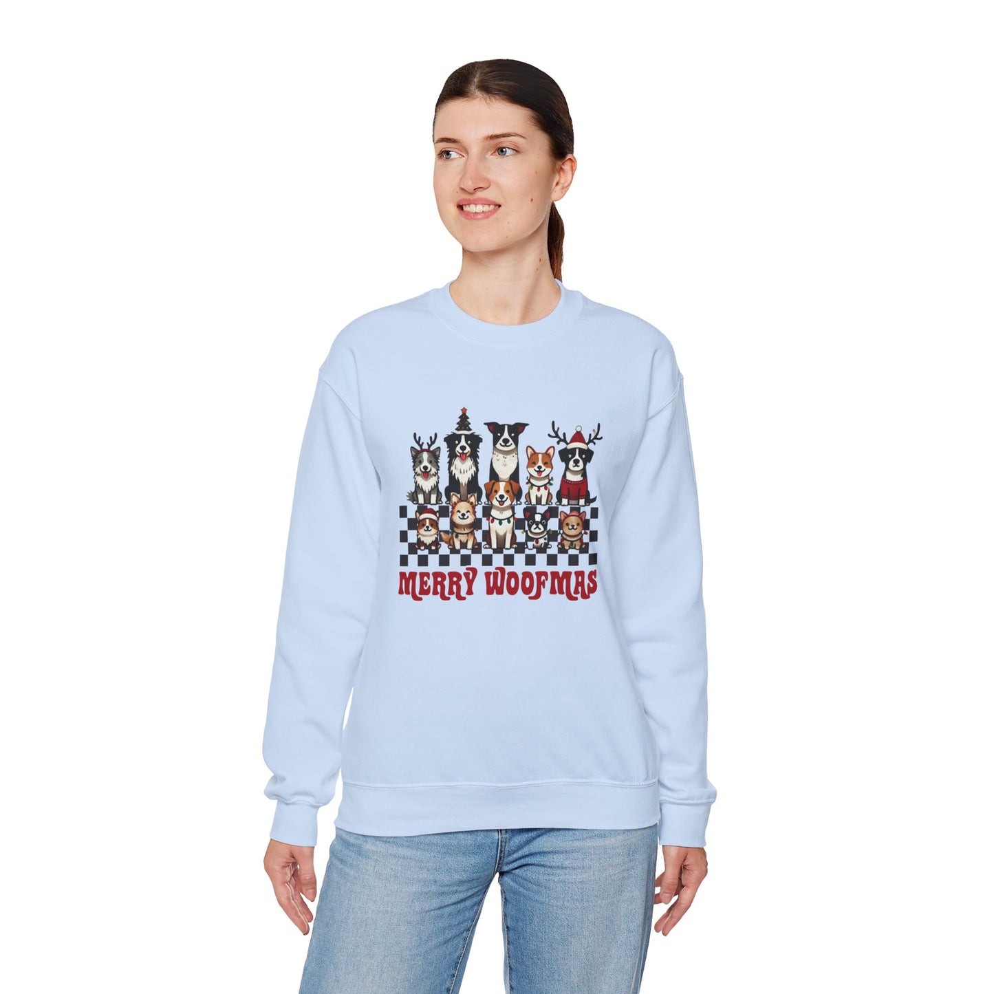 Merry Woofmas Crewneck Sweatshirt - Unisex Holiday Dog Design - Ileana Marie Designs