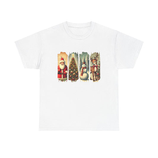 Festive Christmas Unisex Heavy Cotton Tee, Holiday Shirt, Winter Apparel, Santa Snowman Reindeer Design, Family Gathering, Gift Idea, Casual