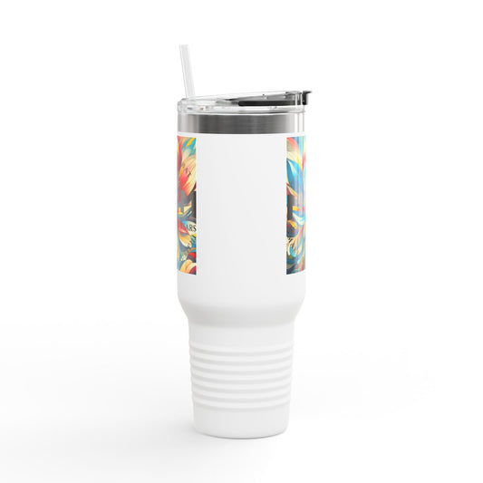 Colorful Insulated Travel Mug - 40oz with Floral Design - Perfect for Travel & Everyday Use