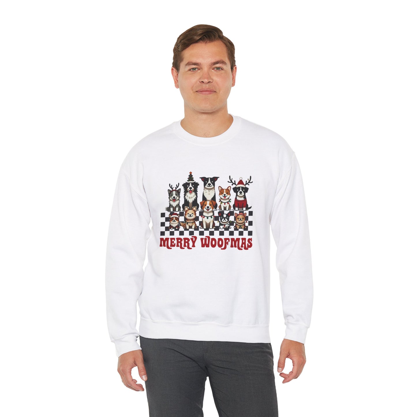 Merry Woofmas Crewneck Sweatshirt - Unisex Holiday Dog Design - Ileana Marie Designs