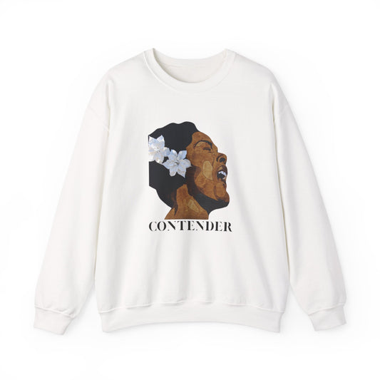 Contender Sweatshirt - Empowering Unisex Crewneck, Comfortable Everyday Wear, Perfect Gift for Music Lovers, Inspirational Quote, Unique Art