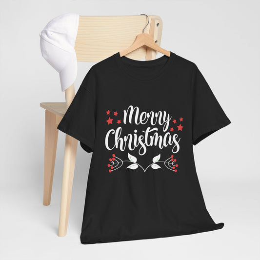 Merry Christmas Unisex Heavy Cotton Tee - Festive Holiday Shirt - Ileana Marie Designs