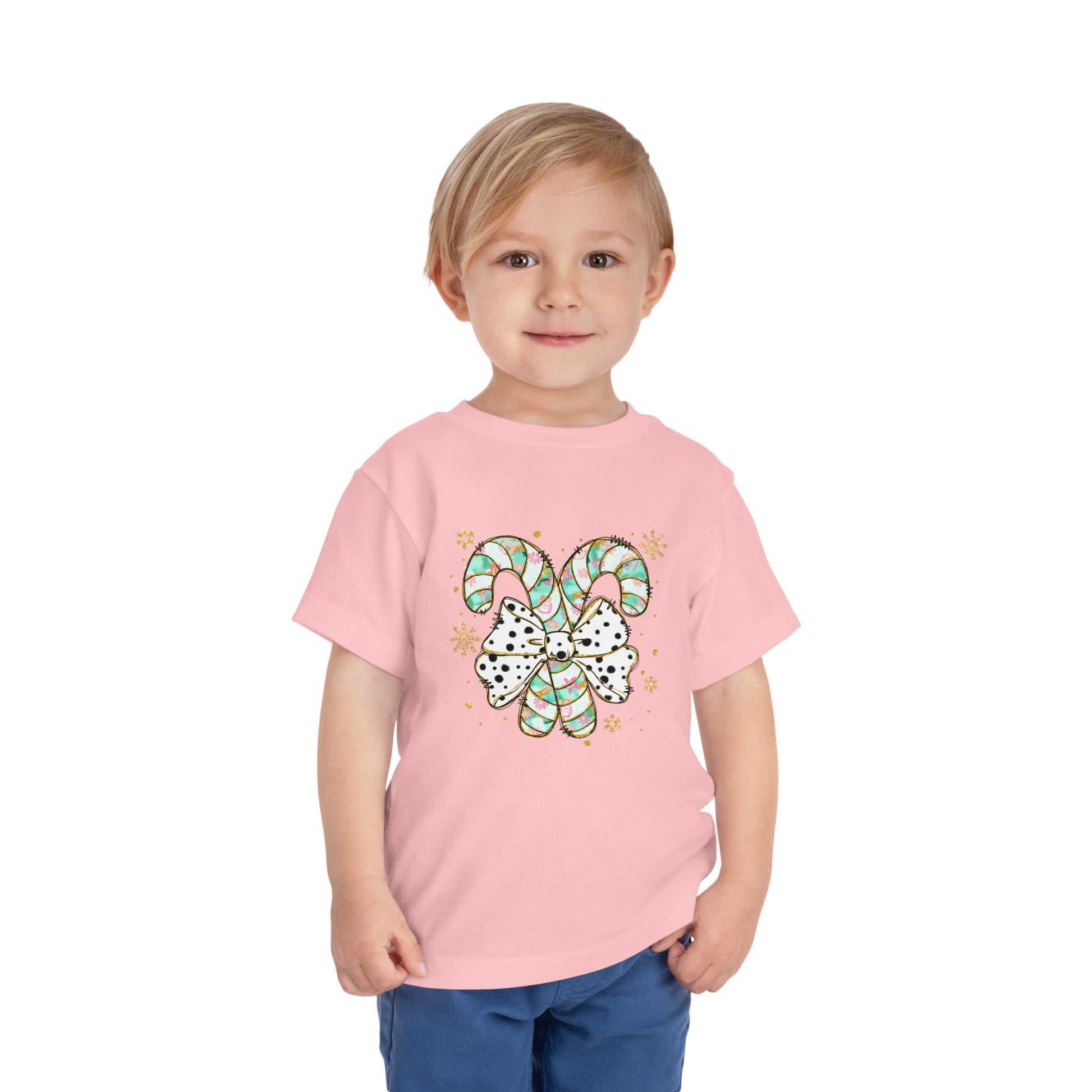 Cute Christmas Candy Cane Toddler Short Sleeve Tee - Ileana Marie Designs