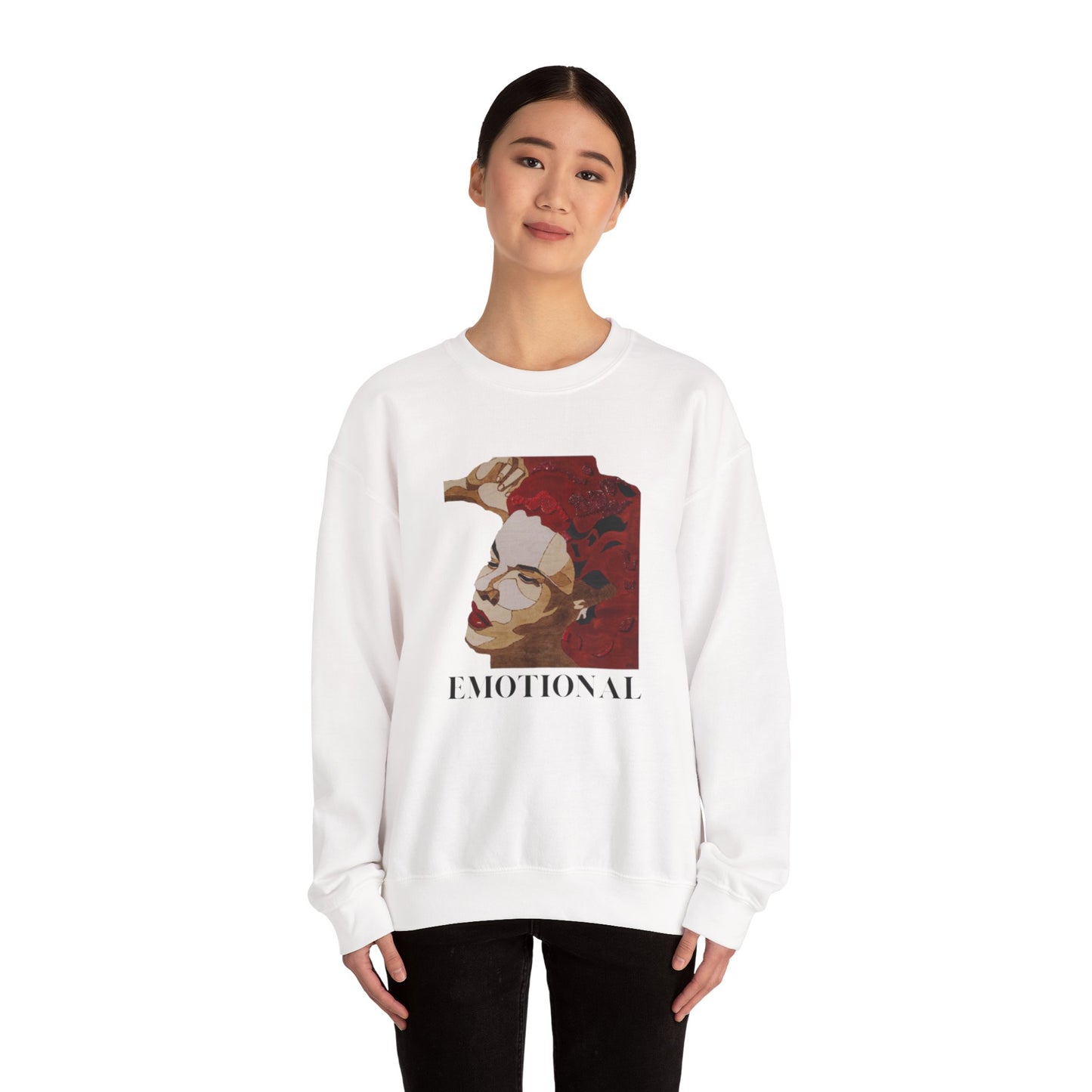 Emotional Art Crewneck Sweatshirt, Unisex Graphic Sweatshirt, Fashionable Streetwear, Cozy Gift for Art Lovers, Perfect for Everyday Wear