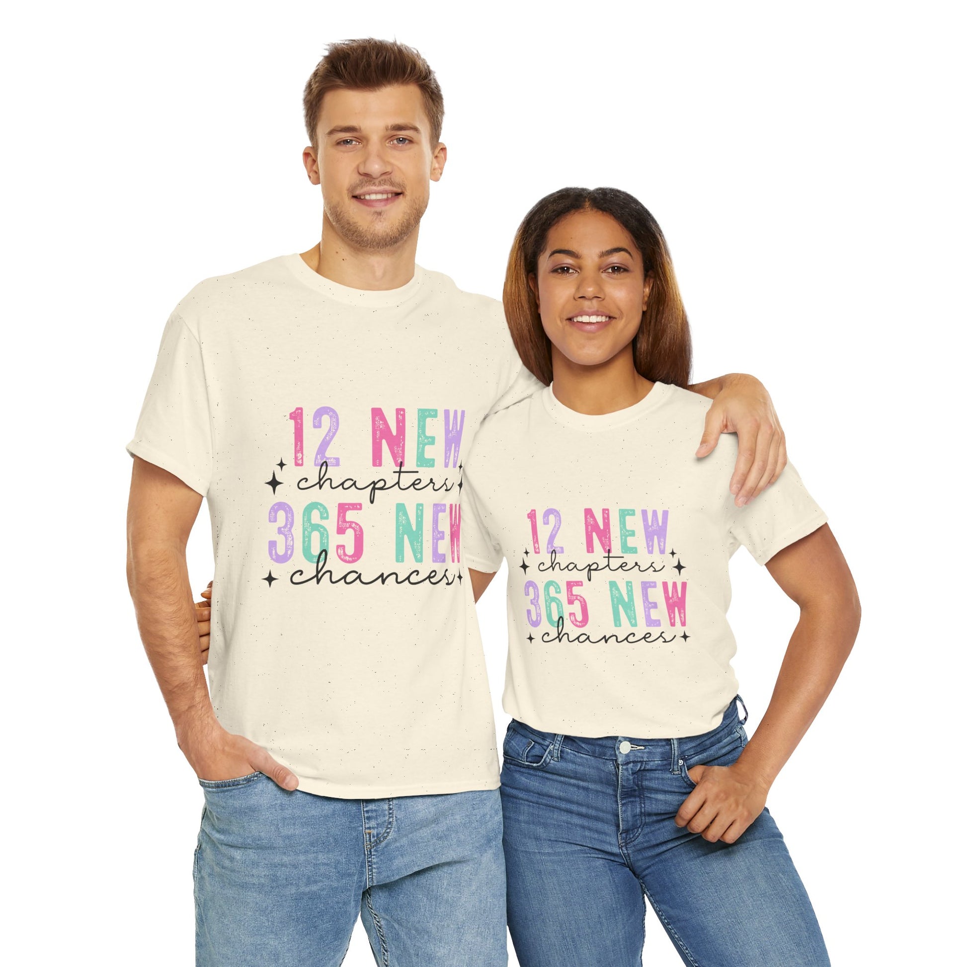 12 New Chapters Unisex Heavy Cotton Tee - 365 New Chances Inspirational Shirt - Ileana Marie Designs