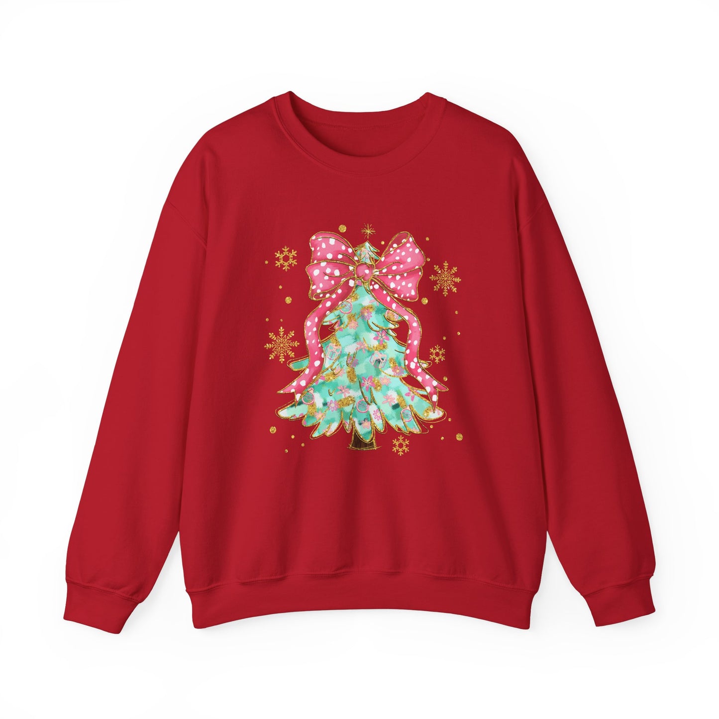 Christmas Tree Crewneck Sweatshirt with Bow | Unisex Holiday Sweatshirt - Ileana Marie Designs