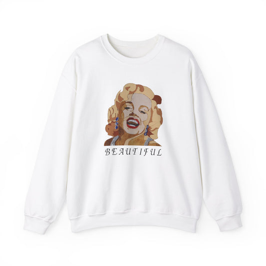 Marilyn Monroe 'BEAUTIFUL' Sweatshirt - Cozy Vintage Crewneck, Gift for Movie Lovers, Retro Style, Fall Fashion, Iconic Homewear