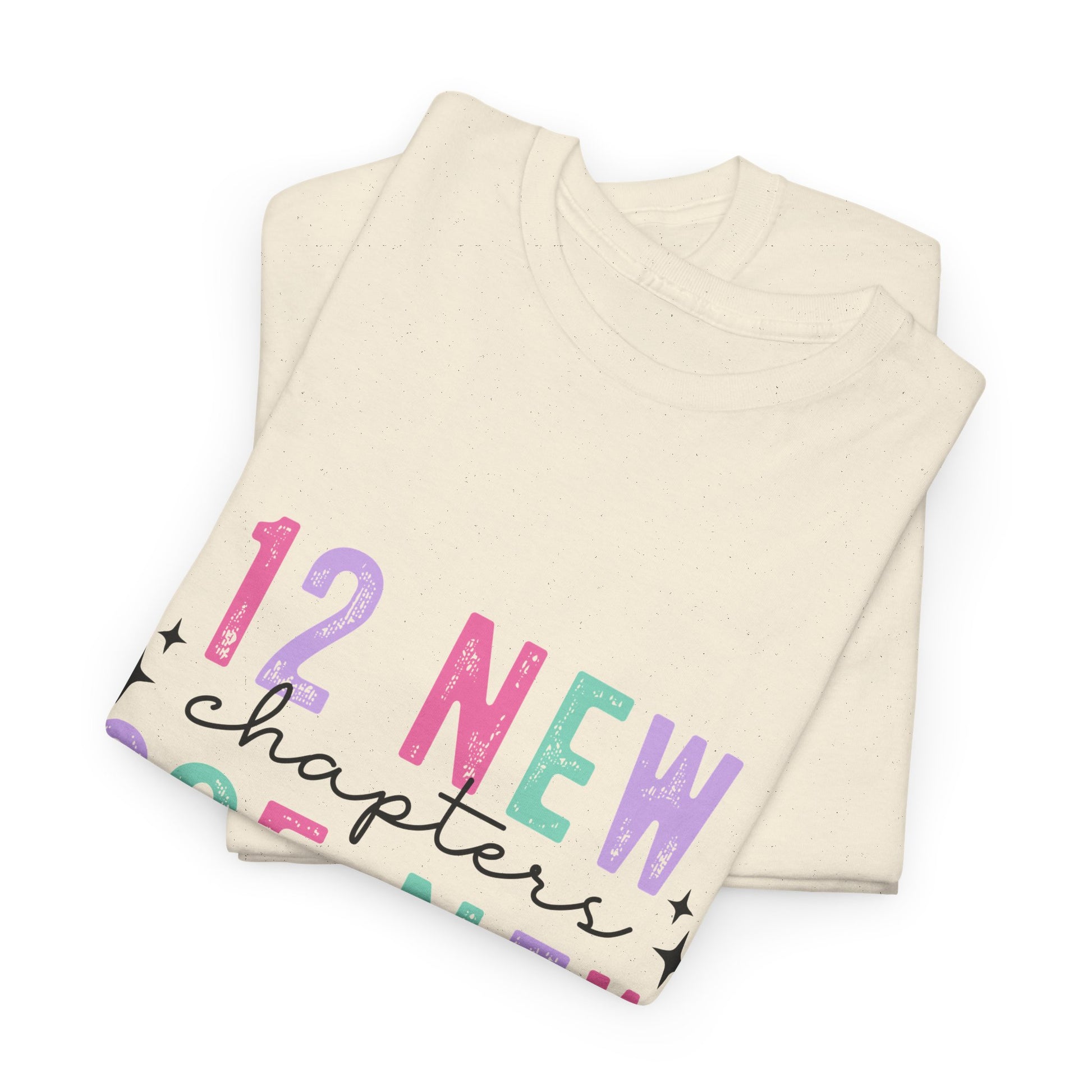 12 New Chapters Unisex Heavy Cotton Tee - 365 New Chances Inspirational Shirt - Ileana Marie Designs