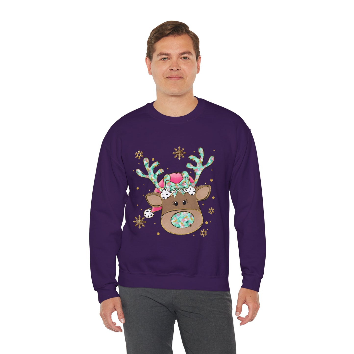 Cute Reindeer Holiday Sweatshirt for Women and Men - Ileana Marie Designs