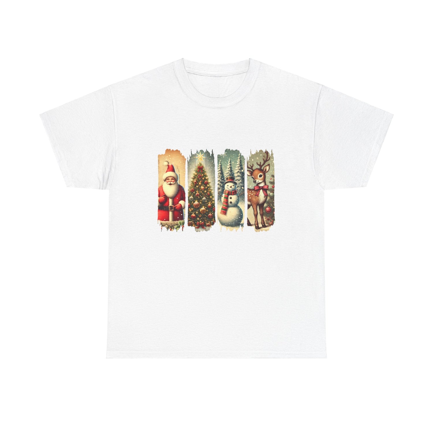 Vintage Christmas Scene Unisex Heavy Cotton Tee - Festive Holiday Apparel - Ileana Marie Designs