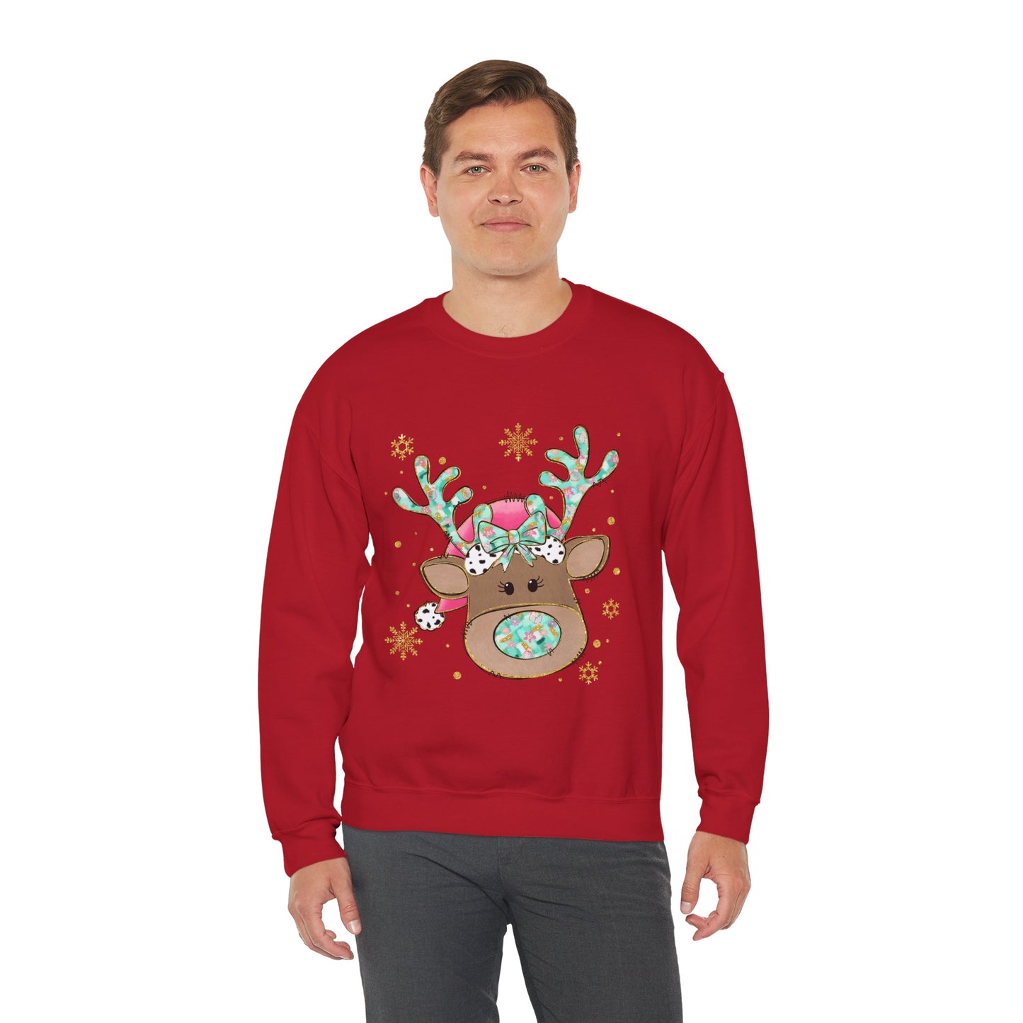 Cute Reindeer Holiday Sweatshirt for Women and Men - Ileana Marie Designs