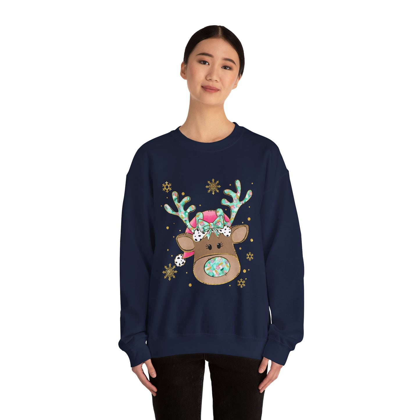 Cute Reindeer Holiday Sweatshirt for Women and Men - Ileana Marie Designs