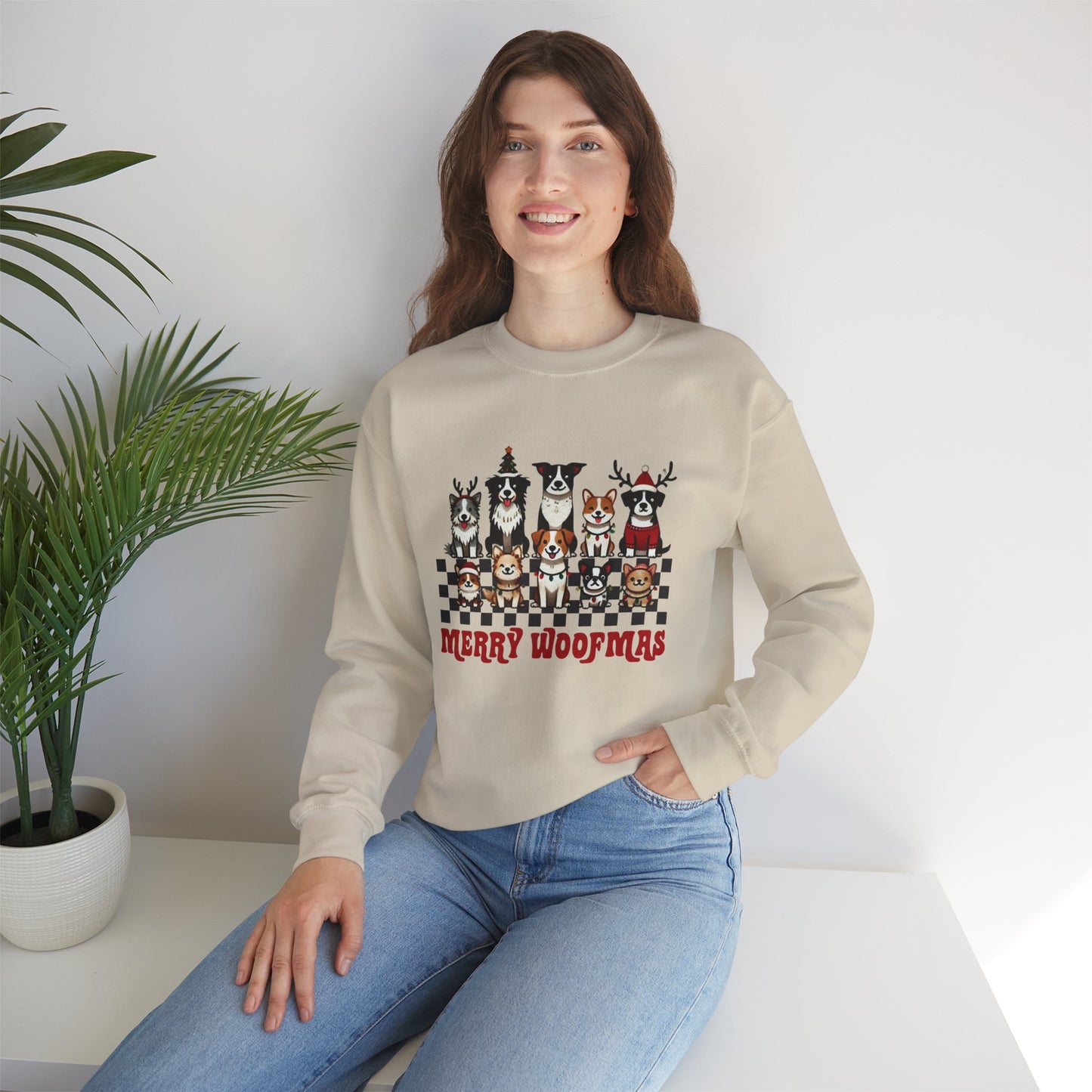 Merry Woofmas Crewneck Sweatshirt - Unisex Holiday Dog Design - Ileana Marie Designs