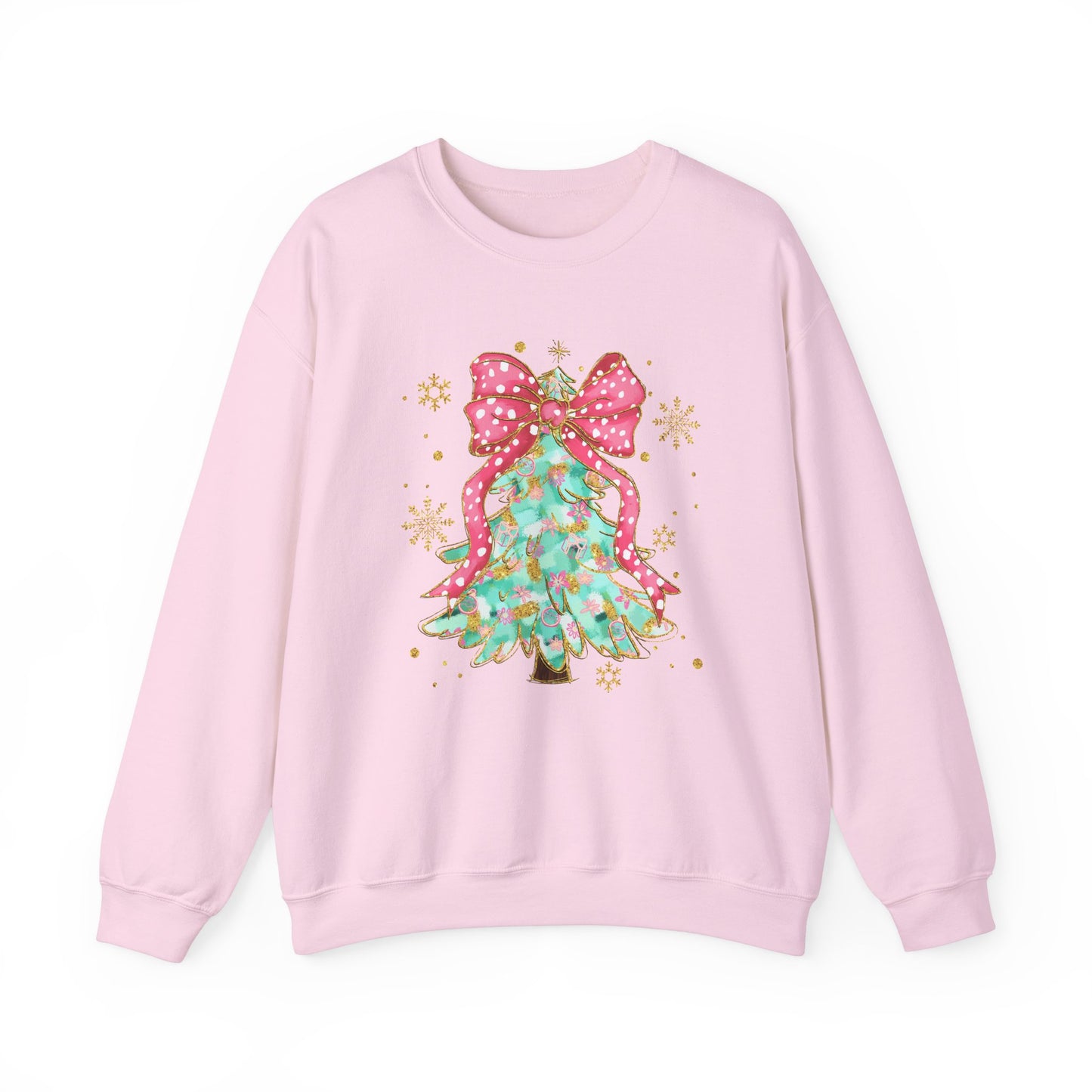 Christmas Tree Crewneck Sweatshirt with Bow | Unisex Holiday Sweatshirt - Ileana Marie Designs