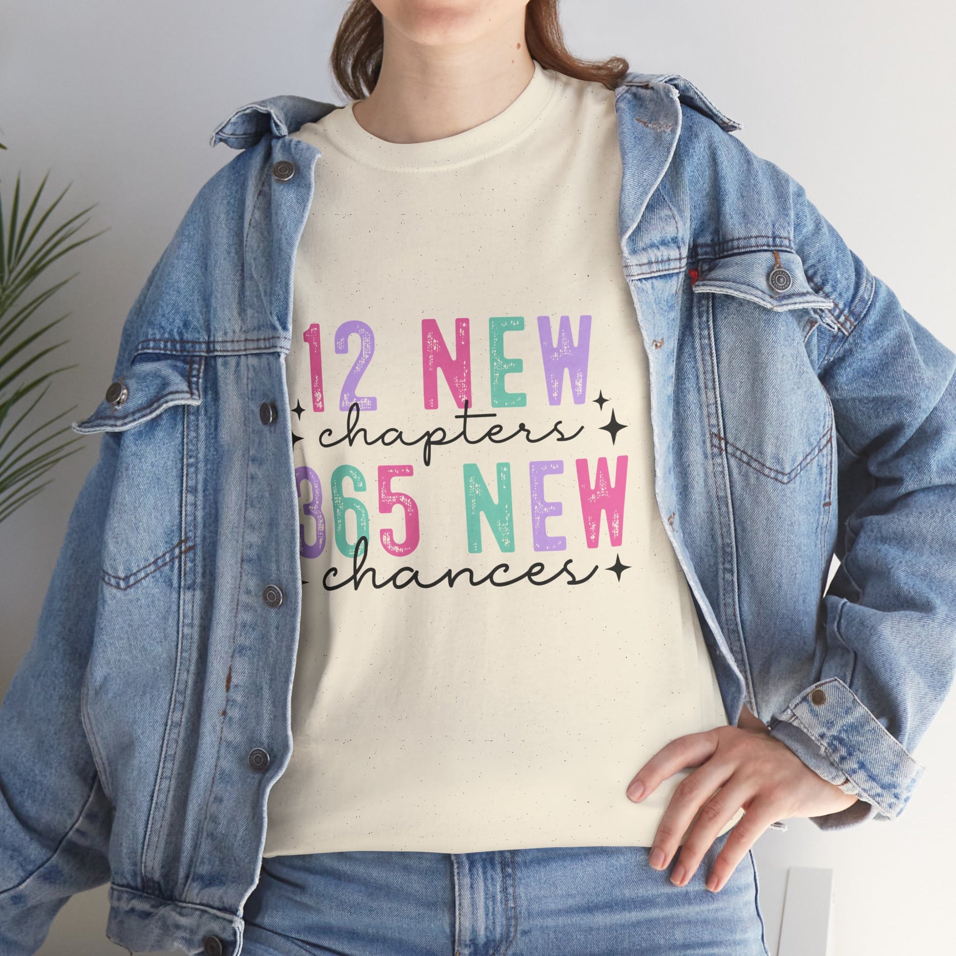 12 New Chapters Unisex Heavy Cotton Tee - 365 New Chances Inspirational Shirt - Ileana Marie Designs