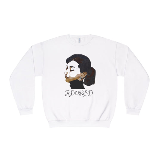 Adored Crewneck Sweatshirt, Retro Fashion Sweater, Gift for Her, Cozy Casual Wear, Vintage Style Design, Unique Graphic Sweatshirt