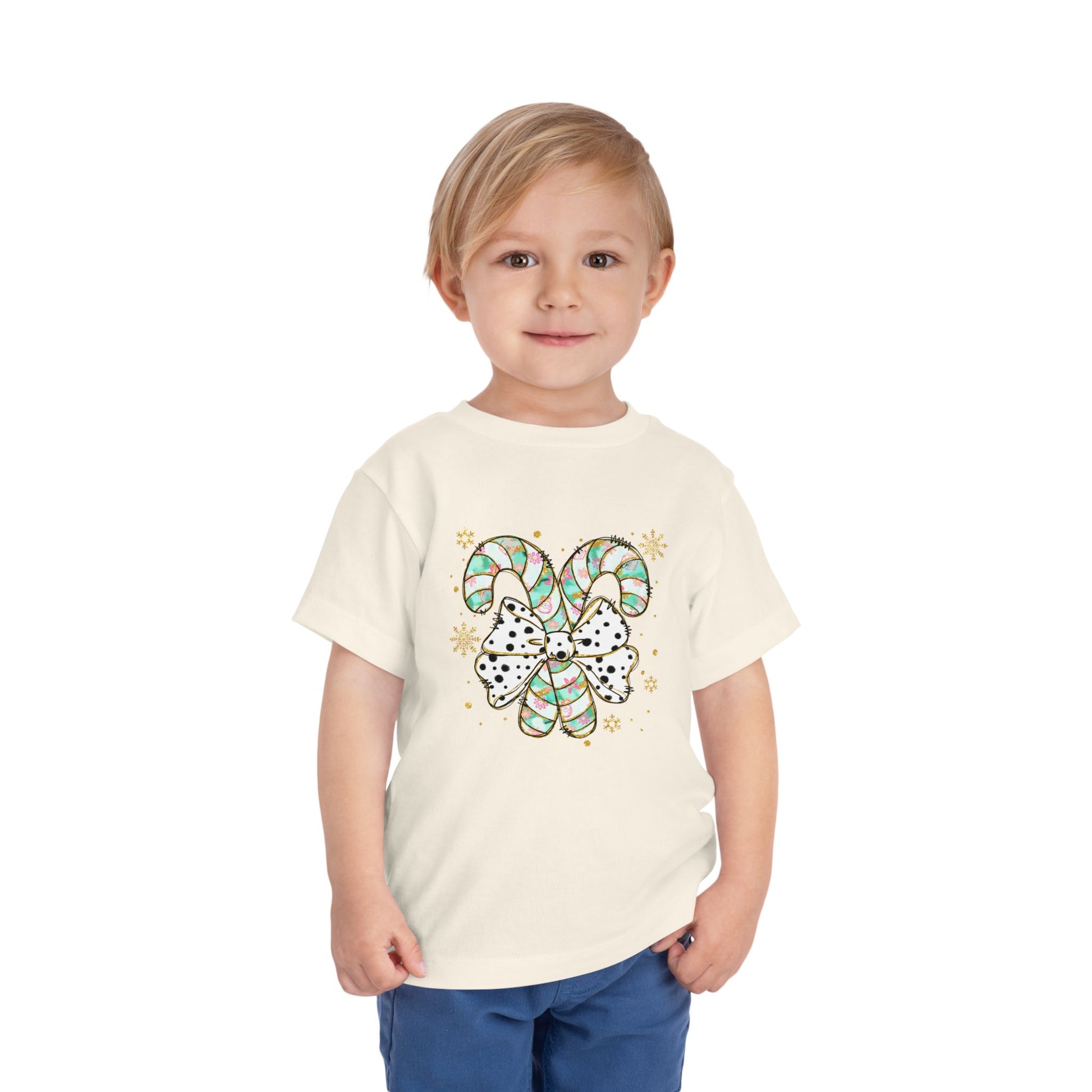 Cute Christmas Candy Cane Toddler Short Sleeve Tee - Ileana Marie Designs