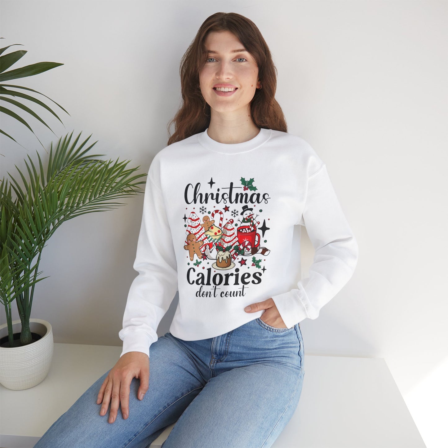 Christmas Calories Don't Count Crewneck Sweatshirt | Unisex Holiday Sweatshirt - Ileana Marie Designs