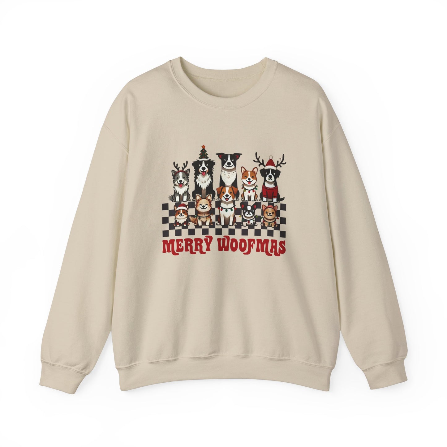 Merry Woofmas Crewneck Sweatshirt - Unisex Holiday Dog Design - Ileana Marie Designs