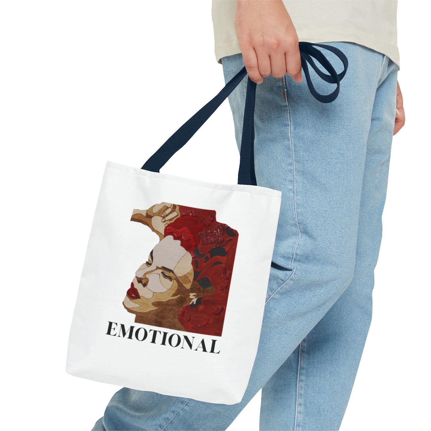 Emotional Art Tote Bag, Stylish Grocery Bag, Motivational Gift, Eco-Friendly Shopping Tote, Unique Canvas Handbag