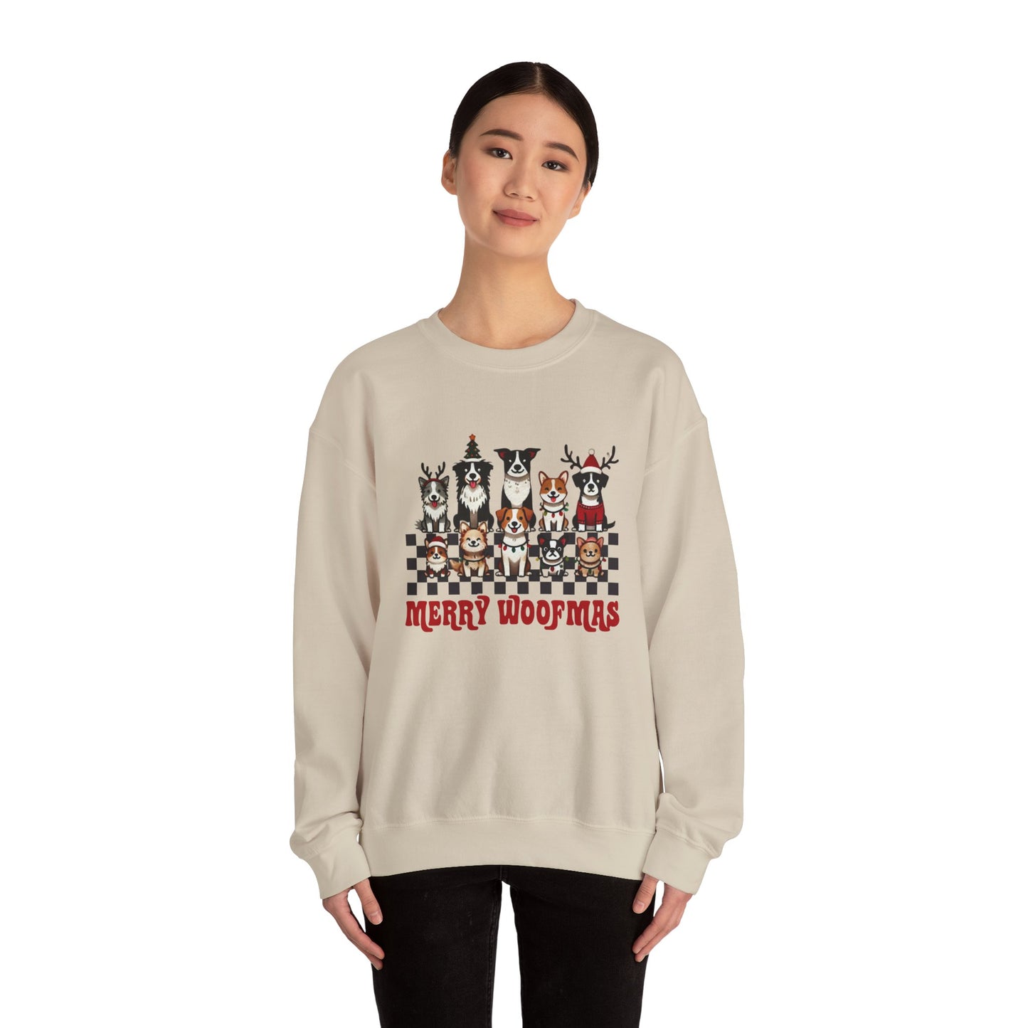 Merry Woofmas Crewneck Sweatshirt - Unisex Holiday Dog Design - Ileana Marie Designs