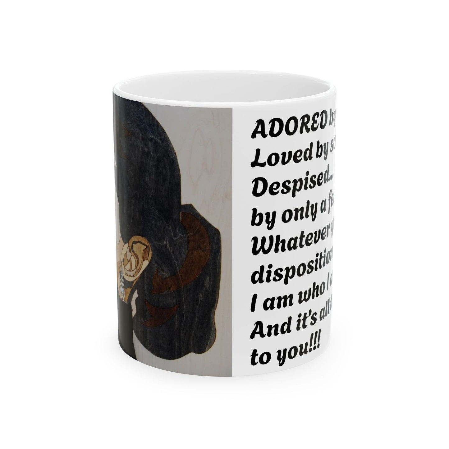 "Adored", Audrey Hepburn Loved & Self-Discovery Quote, Inspirational Ceramic Mug