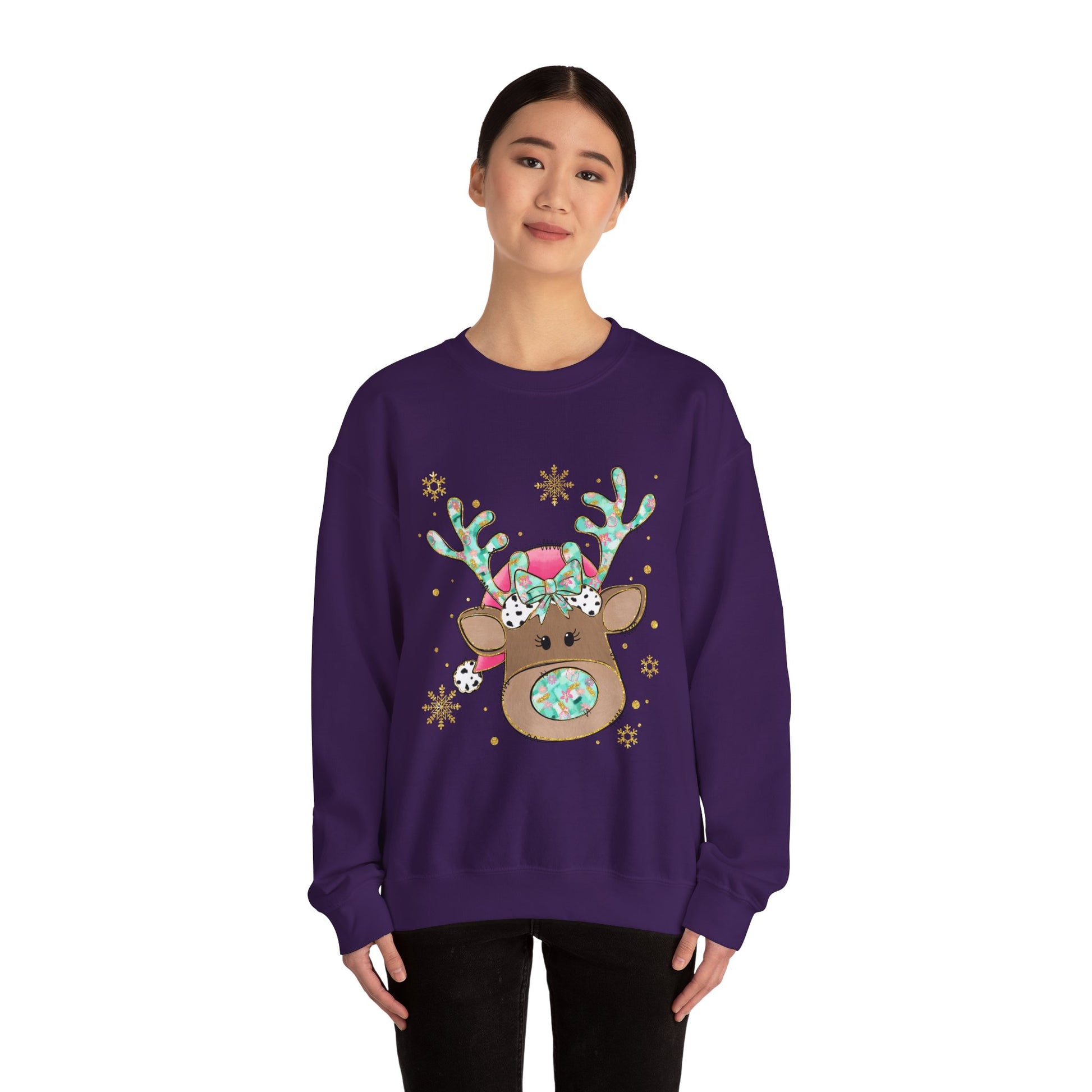 Cute Reindeer Holiday Sweatshirt for Women and Men - Ileana Marie Designs