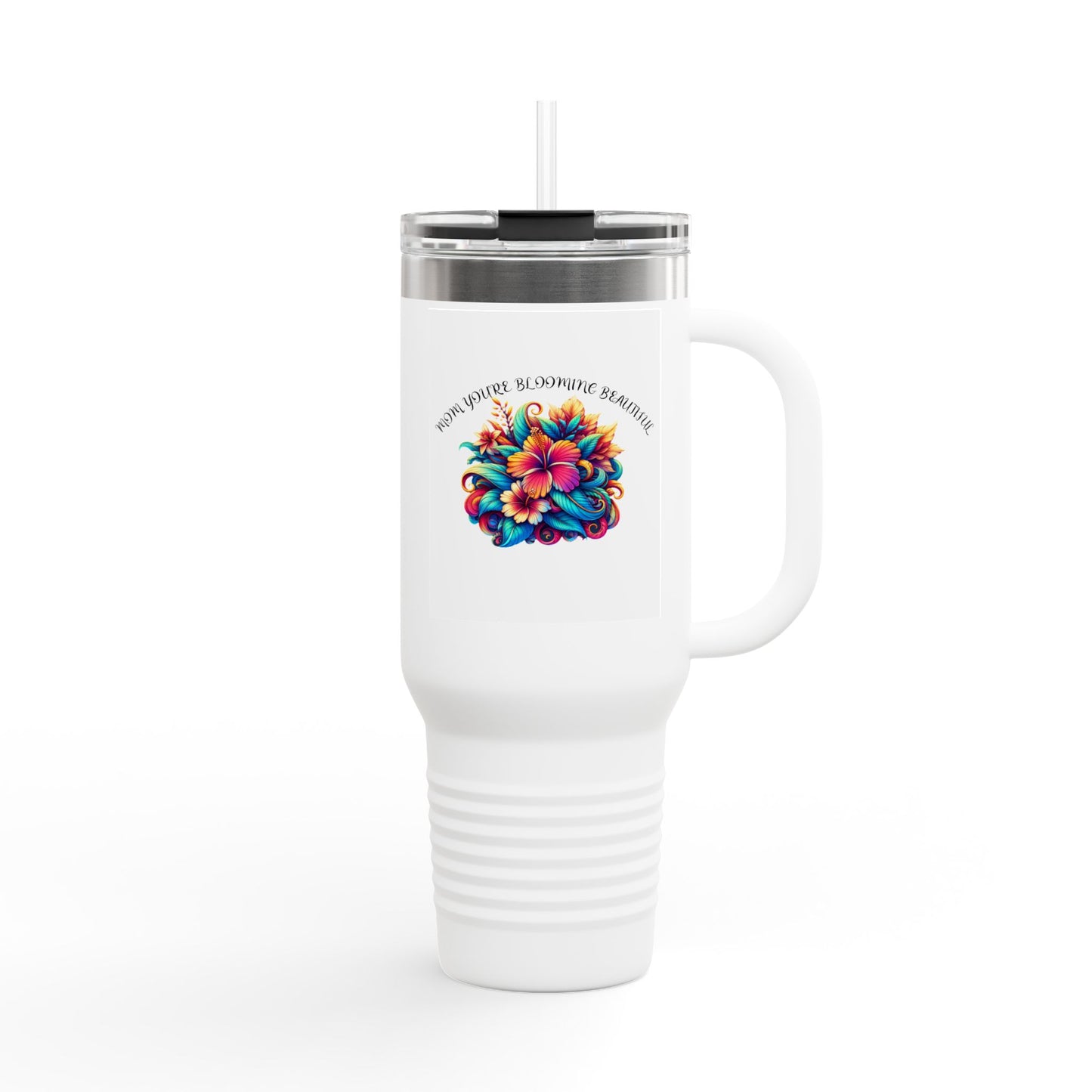 Floral Insulated Travel Mug - 40oz with Colorful Design for Coffee Lovers