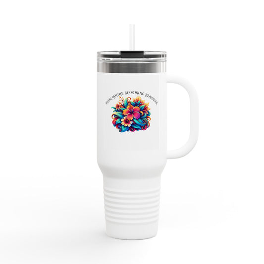 Floral Insulated Travel Mug - 40oz with Colorful Design for Coffee Lovers