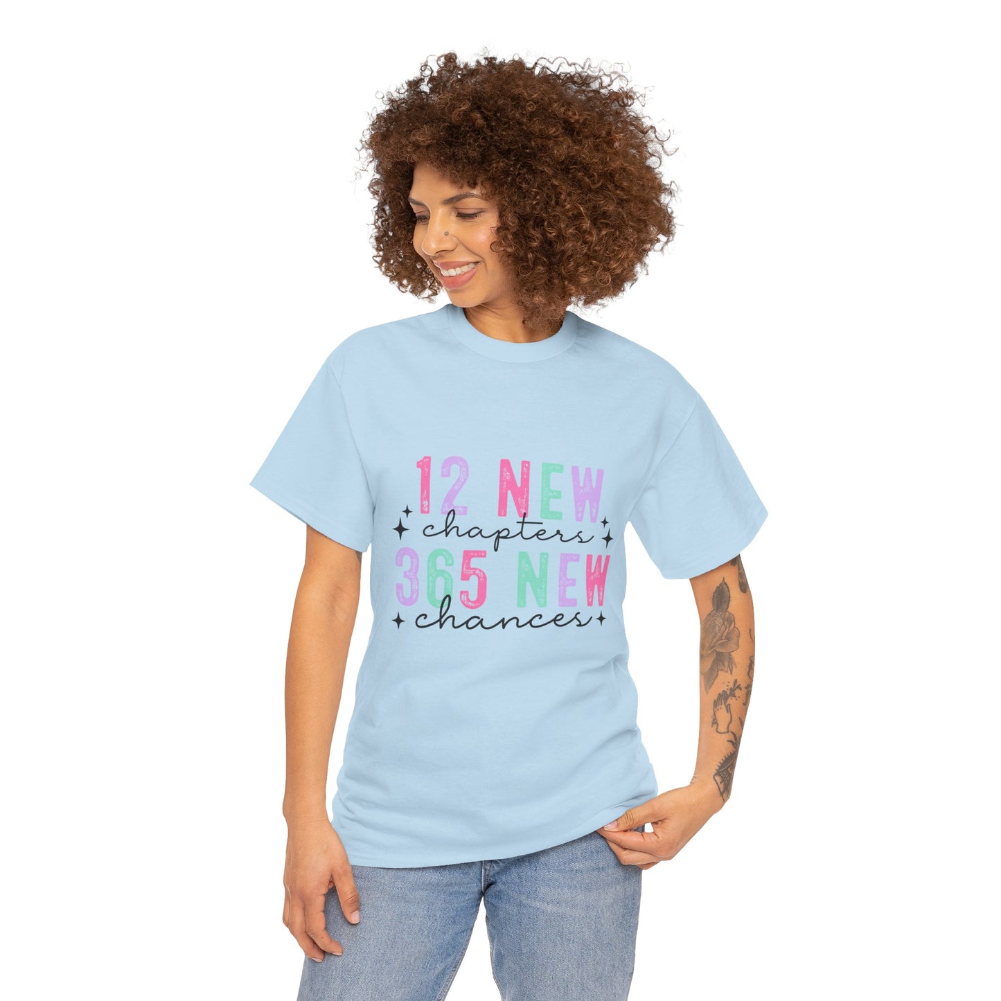 12 New Chapters Unisex Heavy Cotton Tee - 365 New Chances Inspirational Shirt - Ileana Marie Designs