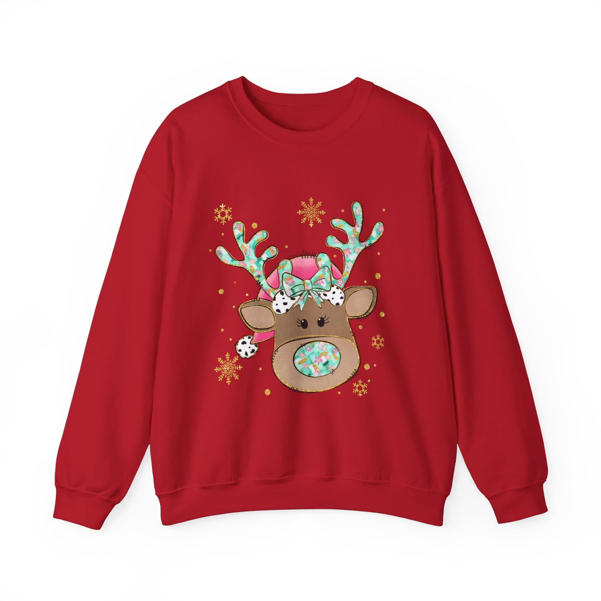 Cute Reindeer Holiday Sweatshirt for Women and Men - Ileana Marie Designs