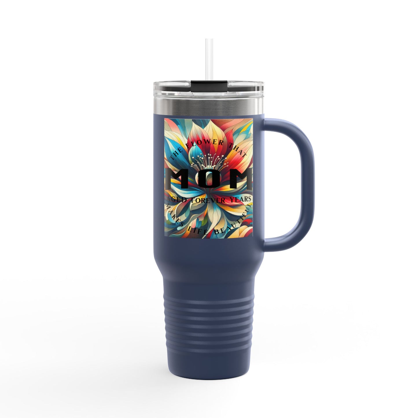 Colorful Insulated Travel Mug - 40oz with Floral Design - Perfect for Travel & Everyday Use