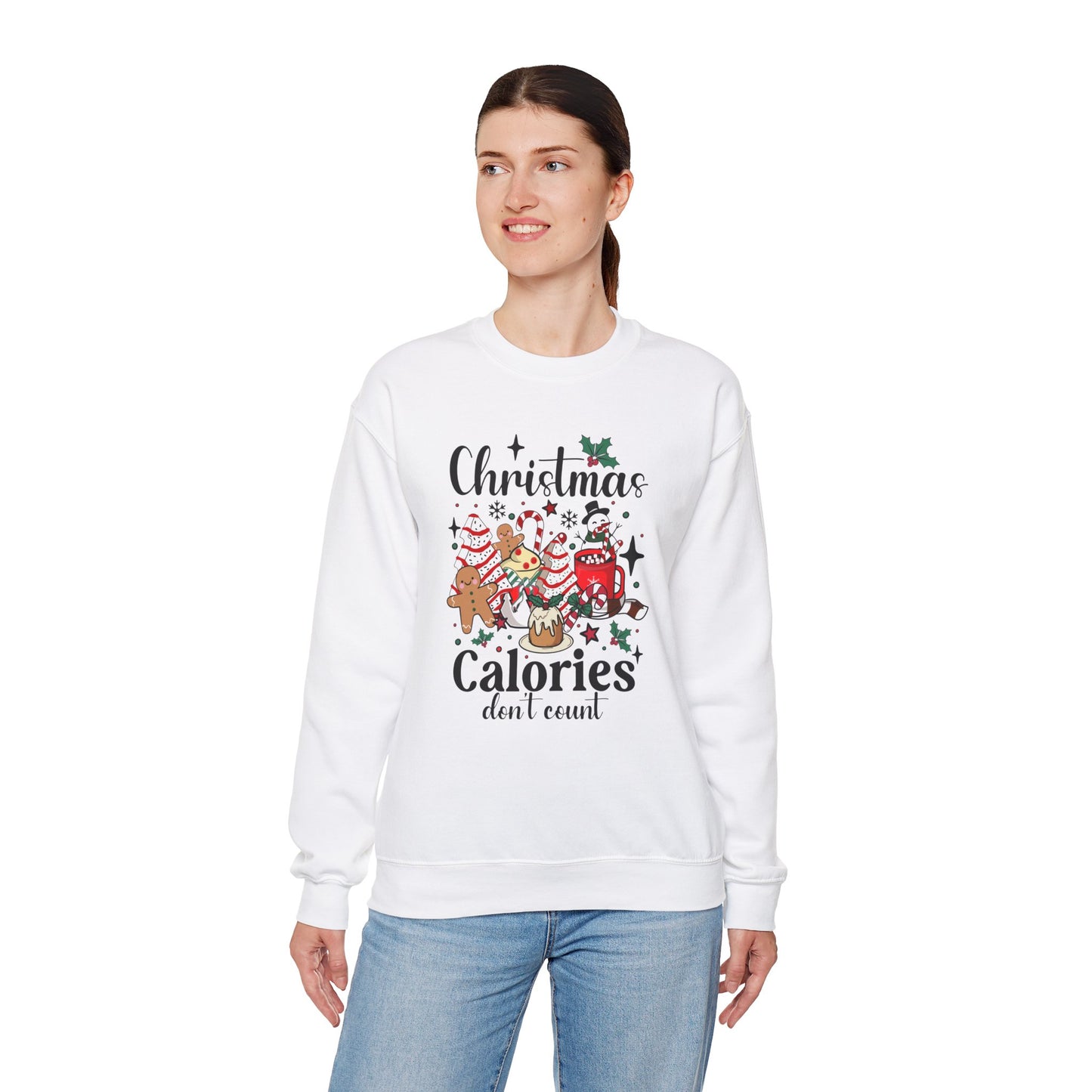 Christmas Calories Don't Count Crewneck Sweatshirt | Unisex Holiday Sweatshirt - Ileana Marie Designs