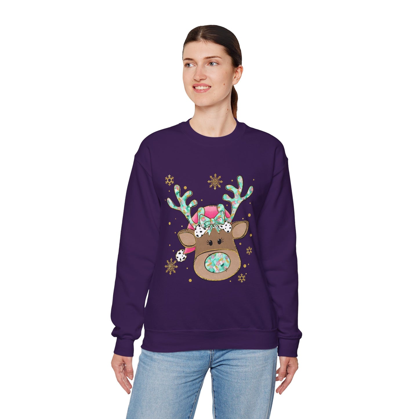 Cute Reindeer Holiday Sweatshirt for Women and Men - Ileana Marie Designs